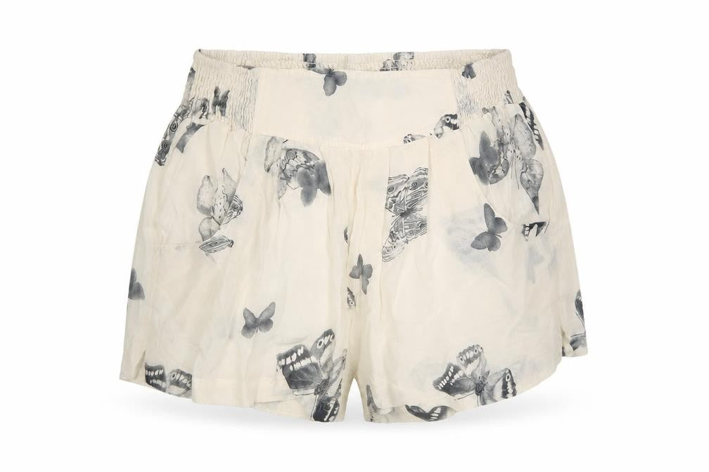 Topshop Womens White   Paperbag Shorts Size 10 - Butterflies