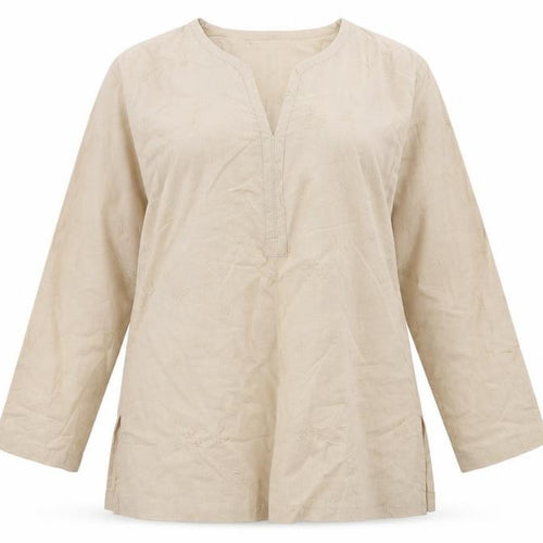 Akal Womens Beige Floral  Tunic Blouse Size XL