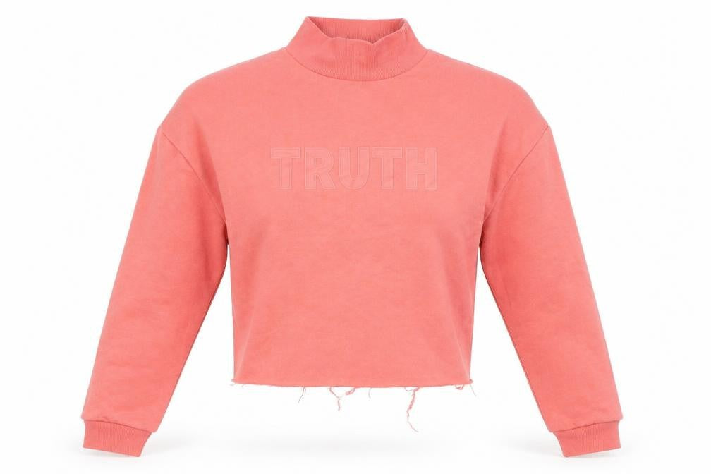Front view of Primark women’s pink jumper, size XS, - truth