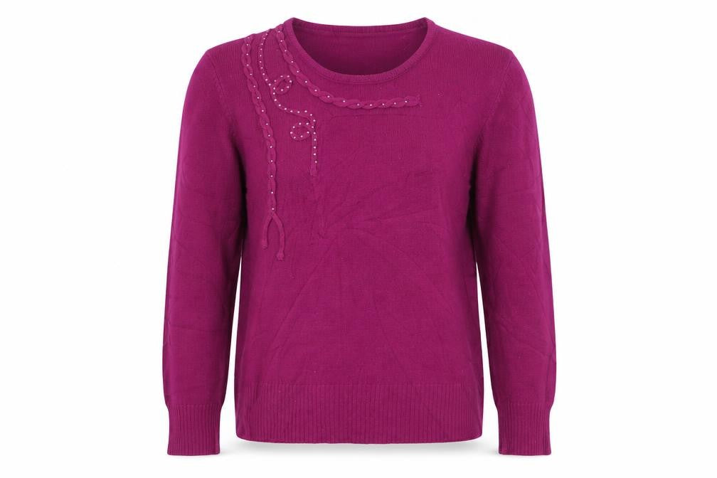 Front view of paromre women’s pink jumper, size L