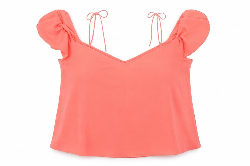 Front view of Topshop women’s pink basic blouse, size UK 12