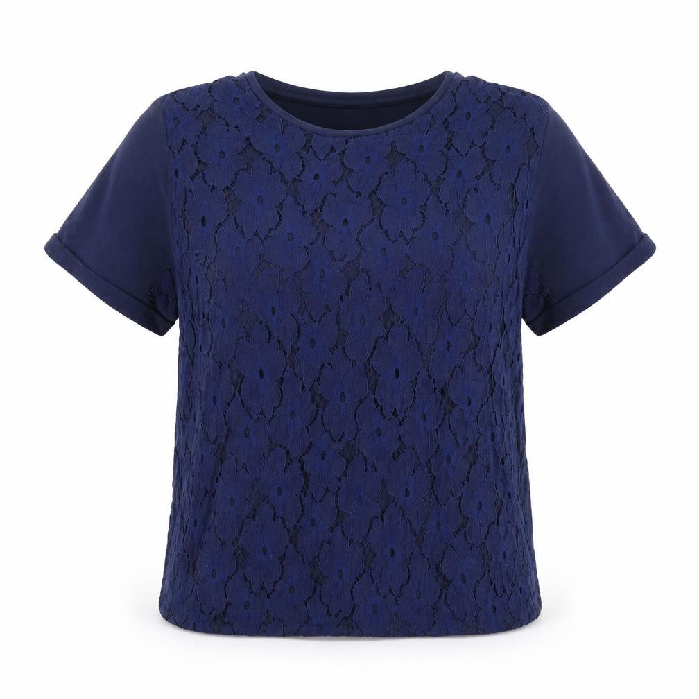 Front view of Yours women’s blue basic t-shirt, size L