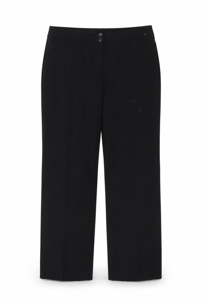 Front view of CMD women’s black trousers, size UK 16, 28-inch leg