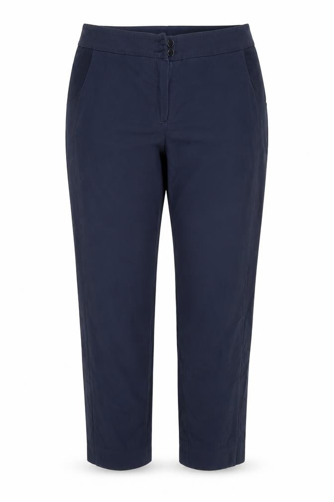 Front view of Bialcon women’s blue trousers, size UK 12, 26-inch leg