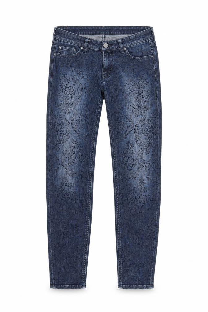 Hollister Womens Blue Floral Denim Straight Jeans Size 25 in L31 in