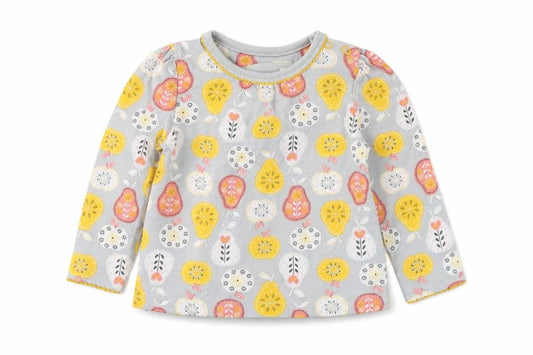 Front view of Tu girls’ grey basic t-shirt, size 3-6, months