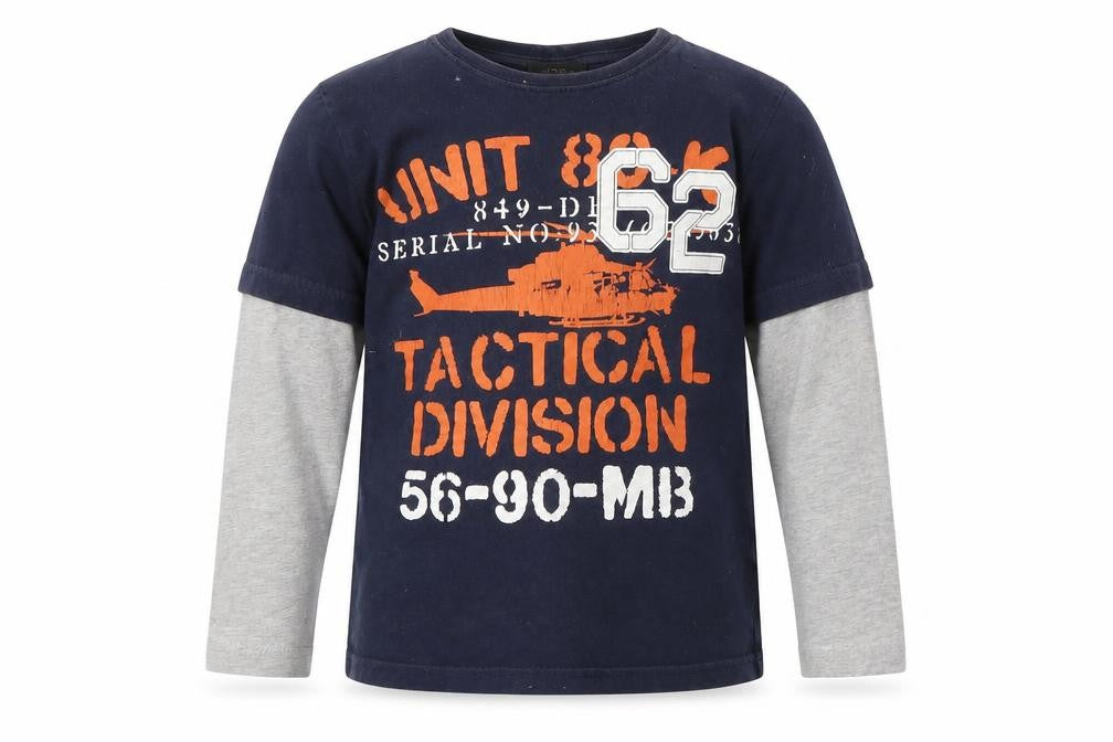 Front view of Preworn boys’ blue basic t-shirt, size 6, years