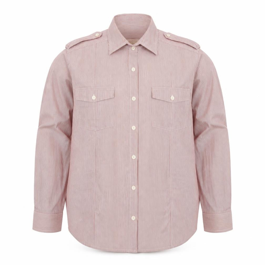 Front view of Next men’s red striped button-up, size XL