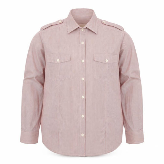 Front view of Next men’s red striped button-up, size XL