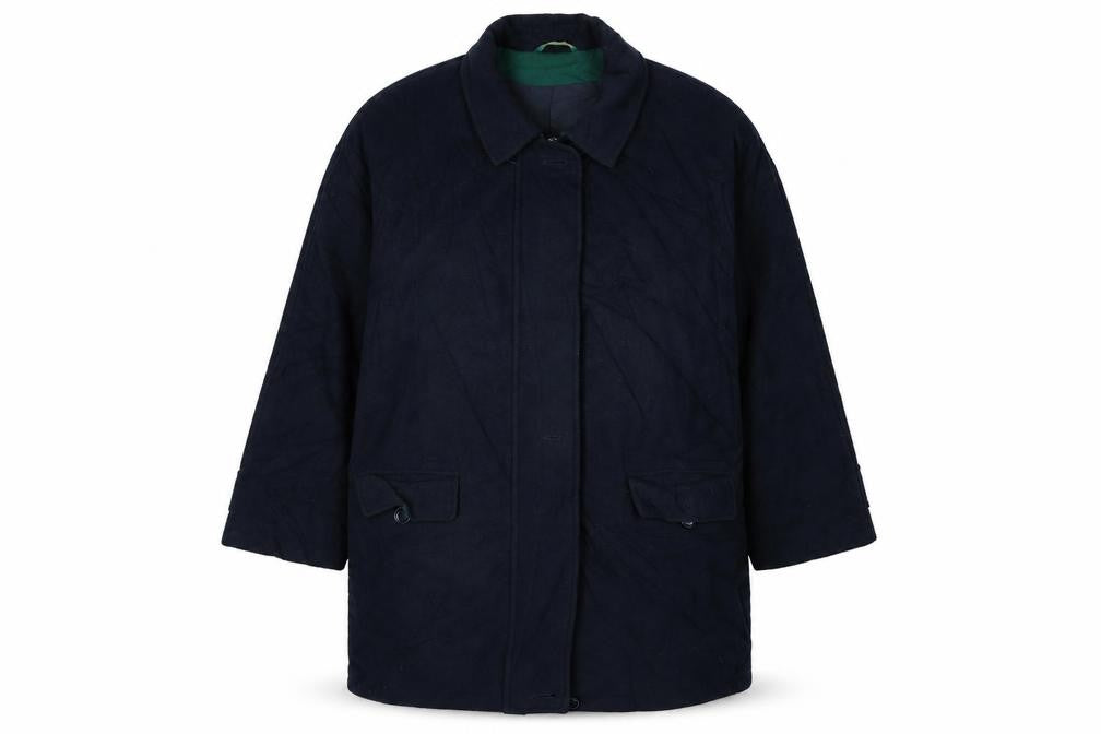 Front view of Canda women’s blue overcoat coat, size UK 14