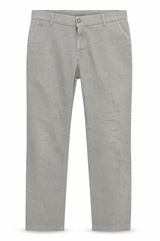 Front view of Adriano Calitri men’s brown trousers, size 34, in, 32-inch leg