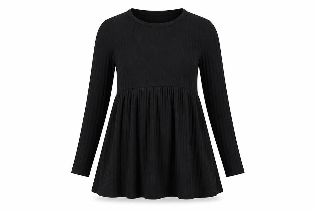 Front view of Boohoo women’s black fit & flare, size UK 10