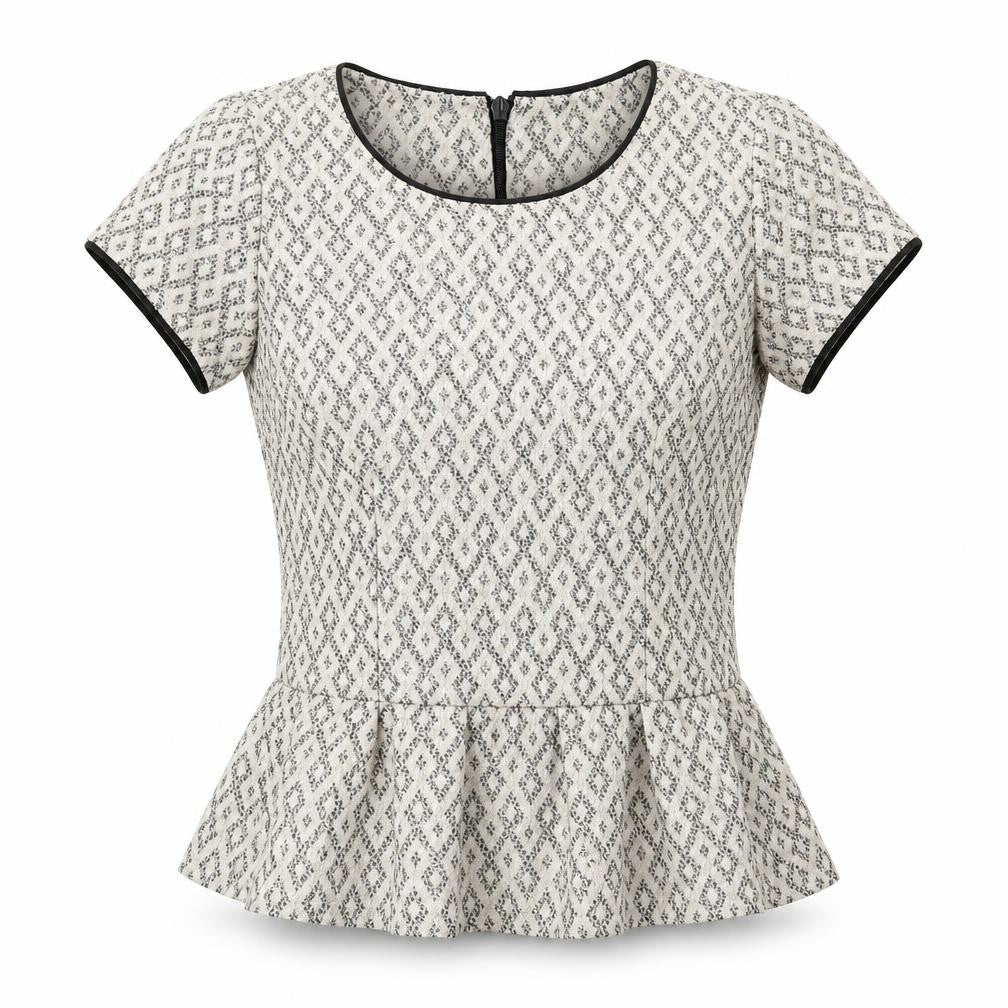 Front view of Next women’s white geometric basic t-shirt, size UK 8