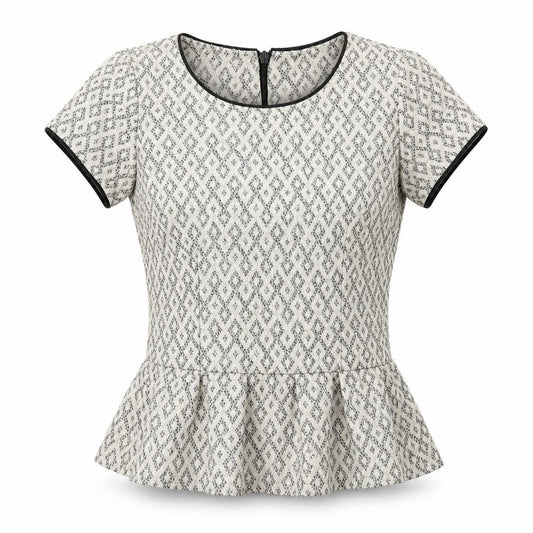 Front view of Next women’s white geometric basic t-shirt, size UK 8