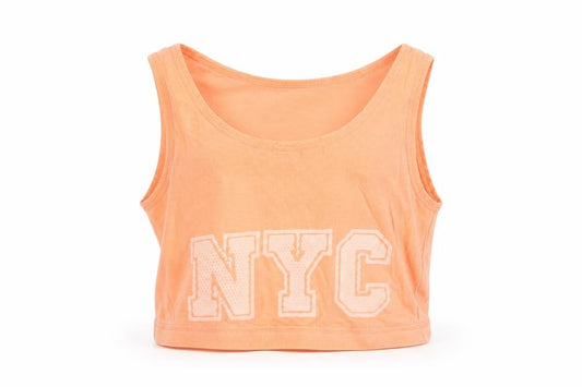 Front view of Primark women’s orange basic tank, size UK 8