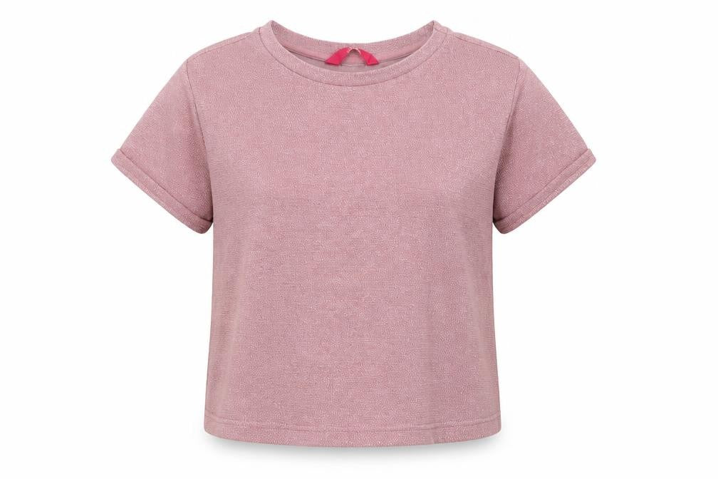 Front view of YD girls’ pink basic t-shirt, size 12-13, years