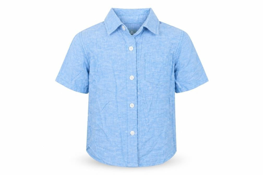 Front view of Gap boys’ blue basic button-up, size 3, years