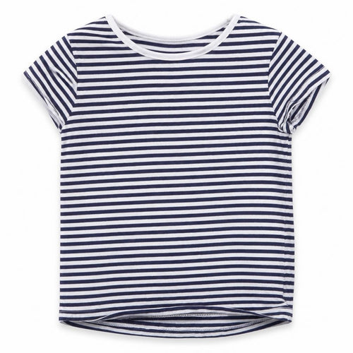 F&F Girls White Striped  Basic T-Shirt Size 5-6 Years