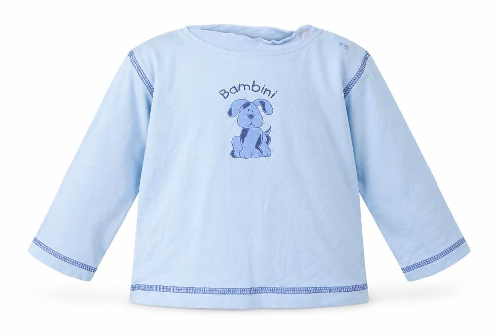Front view of BHS girls’ blue basic t-shirt, size 6-9, months