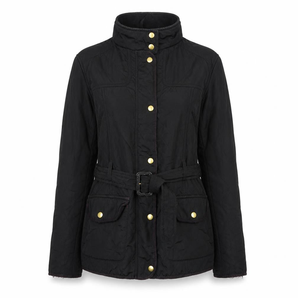 Front view of Papaya women’s black jacket coat, size UK 14