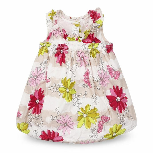Front view of Next girls’ pink floral fit & flare, size 3-6, months
