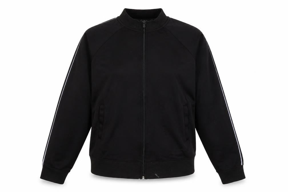 Front view of New Look women’s black full zip jumper, size UK 14