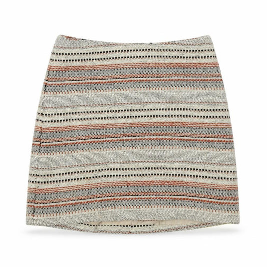 Front view of Primark women’s multicoloured striped a-line skirt, size UK 10
