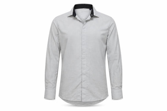 Front view of Next men’s white geometric button-up, size 15