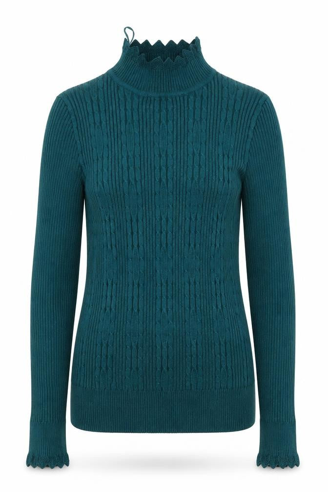 Front view of Papaya women’s green jumper, size UK 8