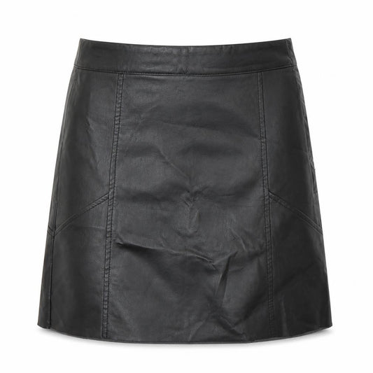Front view of H&M women’s black a-line skirt, size UK 4
