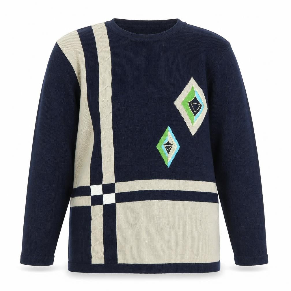 Clara Giehl Womens Blue Argyle/Diamond  Pullover Jumper Size 12