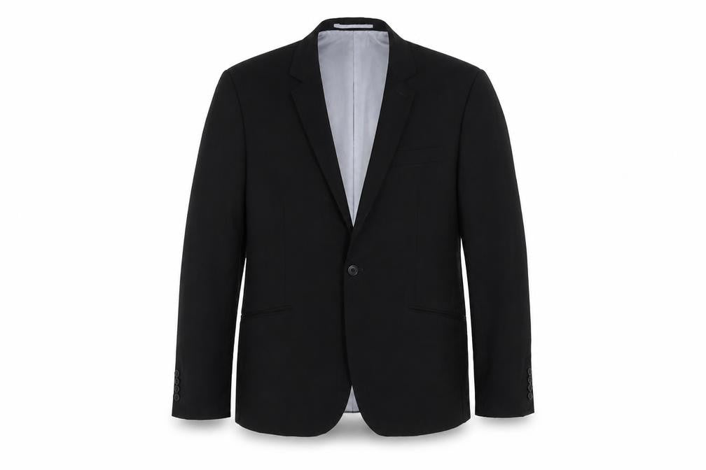 Front view of Peter Werth men’s black jacket suit jacket, size 42