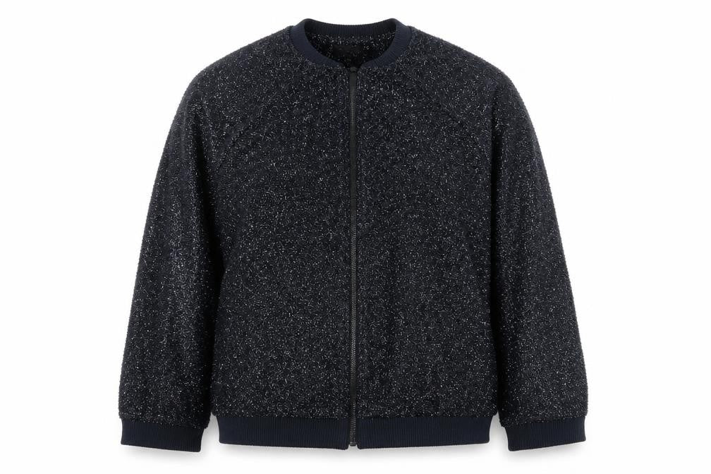Front view of Topshop women’s blue jacket, size UK 12