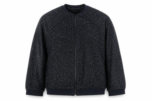 Front view of Topshop women’s blue jacket, size UK 12