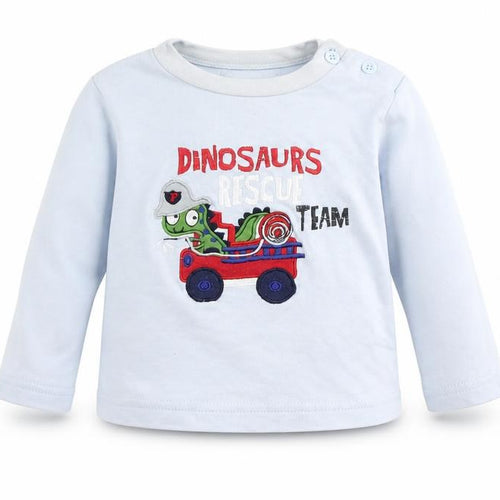 Early Days Baby Blue   Basic T-Shirt Size 12 Months  - dinosaur rescue team