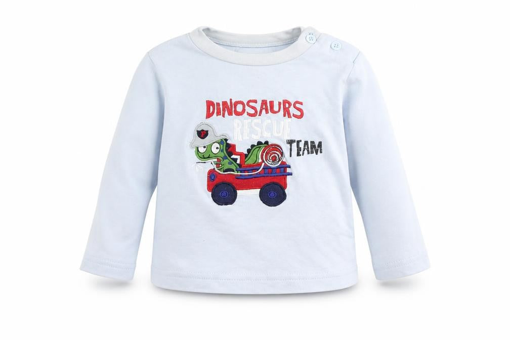 Early Days Baby Blue   Basic T-Shirt Size 12 Months  - dinosaur rescue team