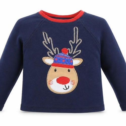 George Baby Blue   Basic T-Shirt Size 9-12 Months  - reindeer