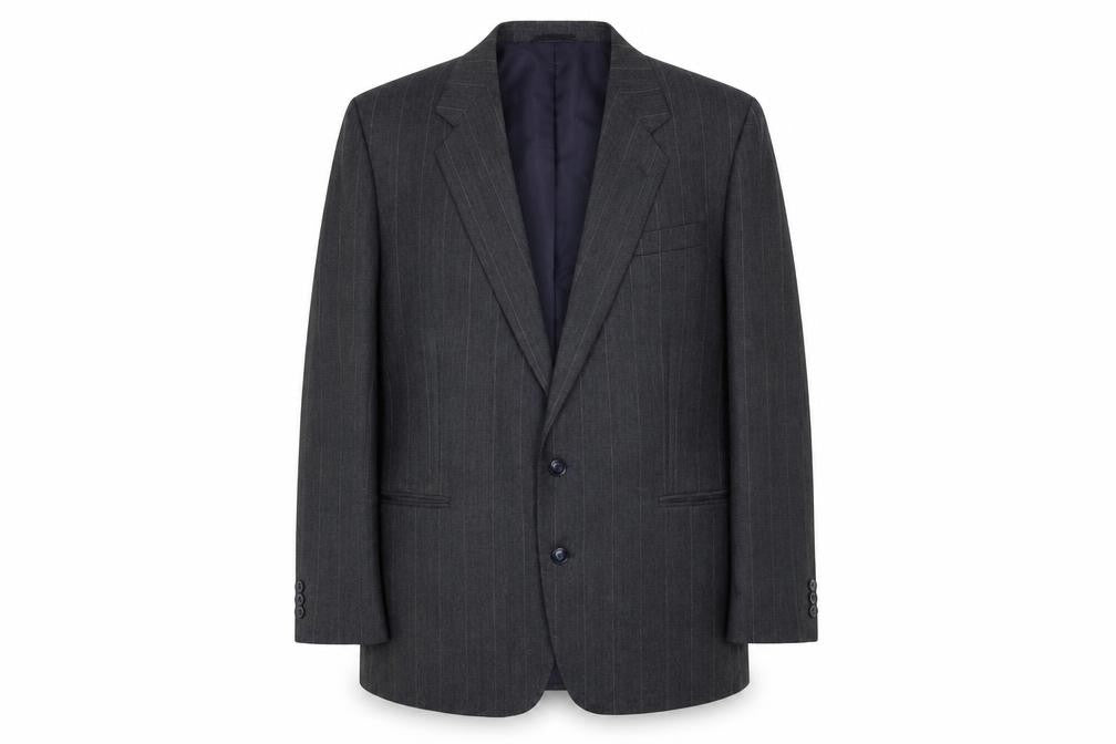 Front view of three shires men’s grey jacket blazer, size 48