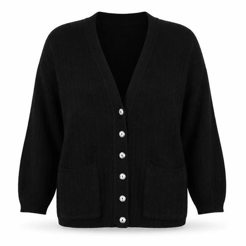 L vouge Womens Black  Knit Cardigan Jumper Size L