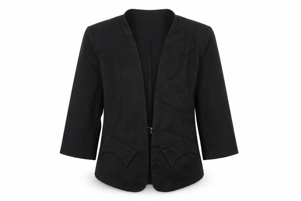 Front view of eve women’s black jacket blazer, size UK 12