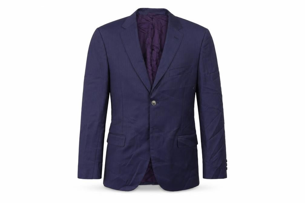 Front view of Preworn men’s blue jacket suit jacket, size 36