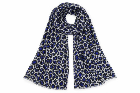 Front view of Preworn women’s grey animal print shawl/wrap