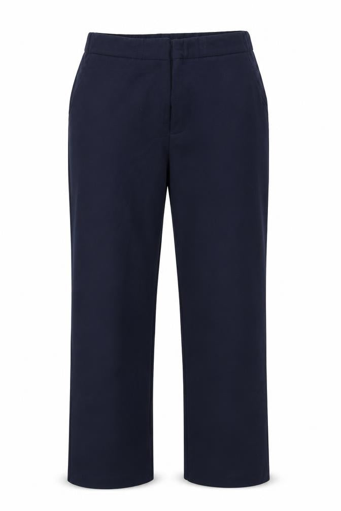 Front view of Magi women’s blue trousers, size UK 12, 27-inch leg