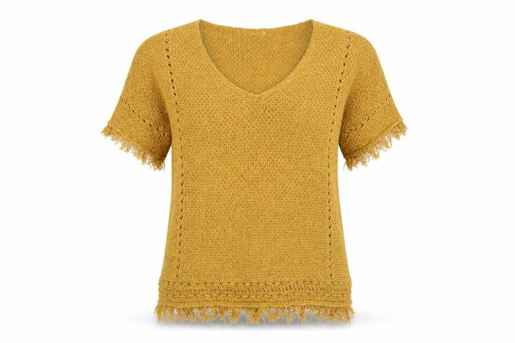 Front view of Next women’s gold jumper, size UK 10
