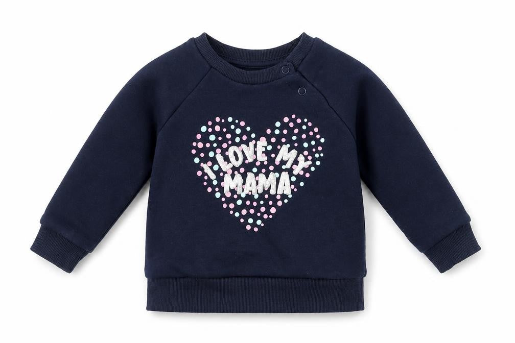 Front view of Primark girls’ blue pullover casual, size 6-9, months