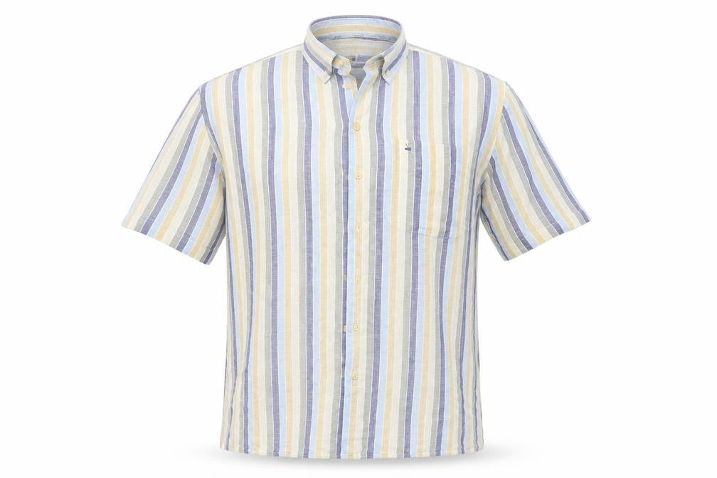 ai Mens Beige Striped   Button-Up Size 42