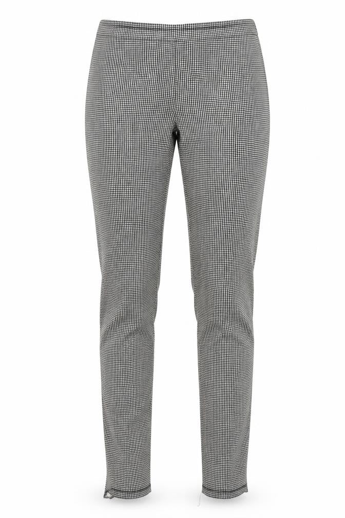 Front view of Primark women’s white geometric trousers, size UK 6