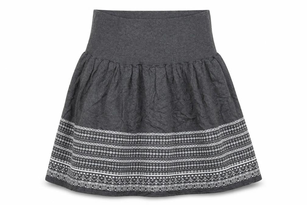 Front view of Switch women’s grey geometric knit a-line skirt, size M