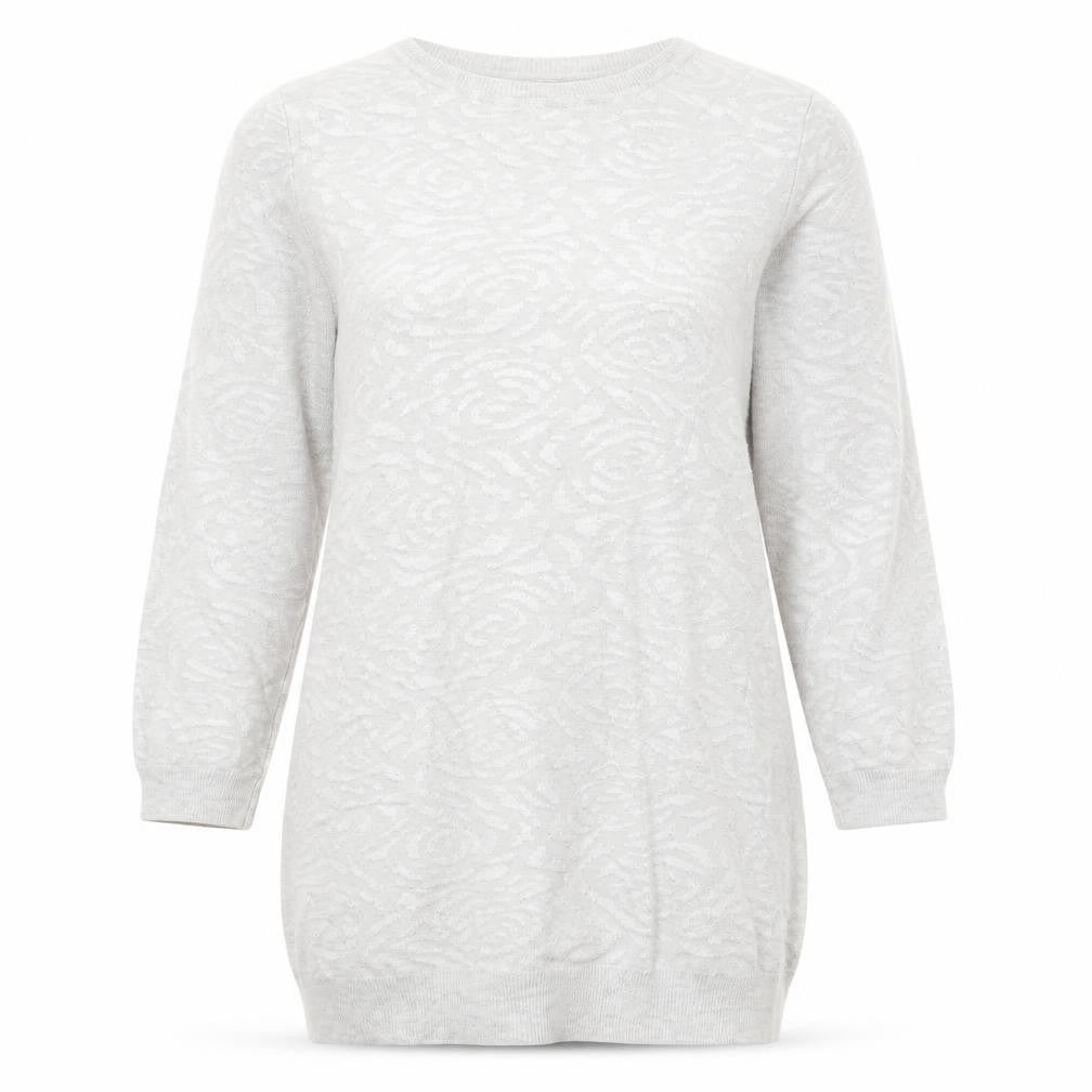 Front view of Dorothy Perkins women’s grey knit jumper, size UK 10