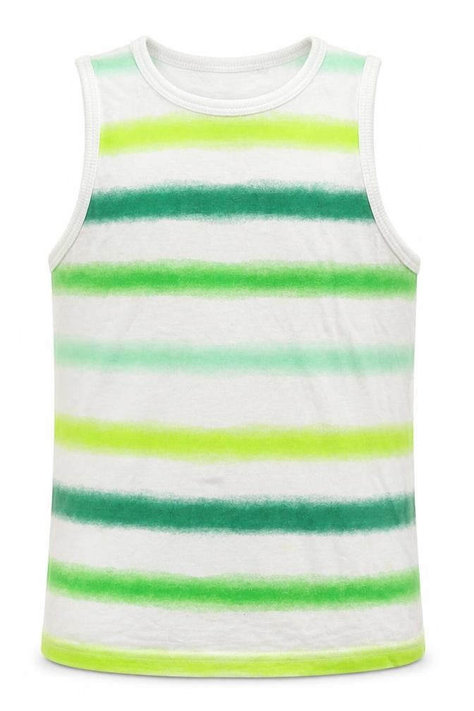 Front view of George boys’ white striped basic tank, size 5-6, years